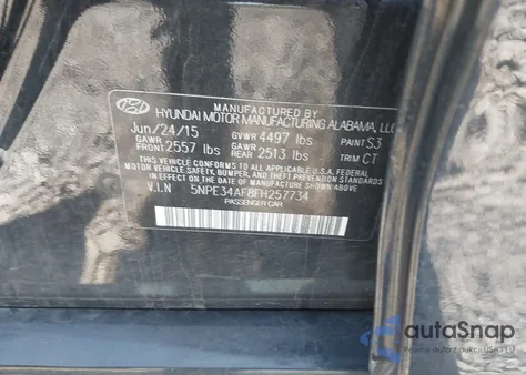 2015 Hyundai Sonata Limited z USA, uszkodzony, nr VIN 5NPE34AF8FH257734